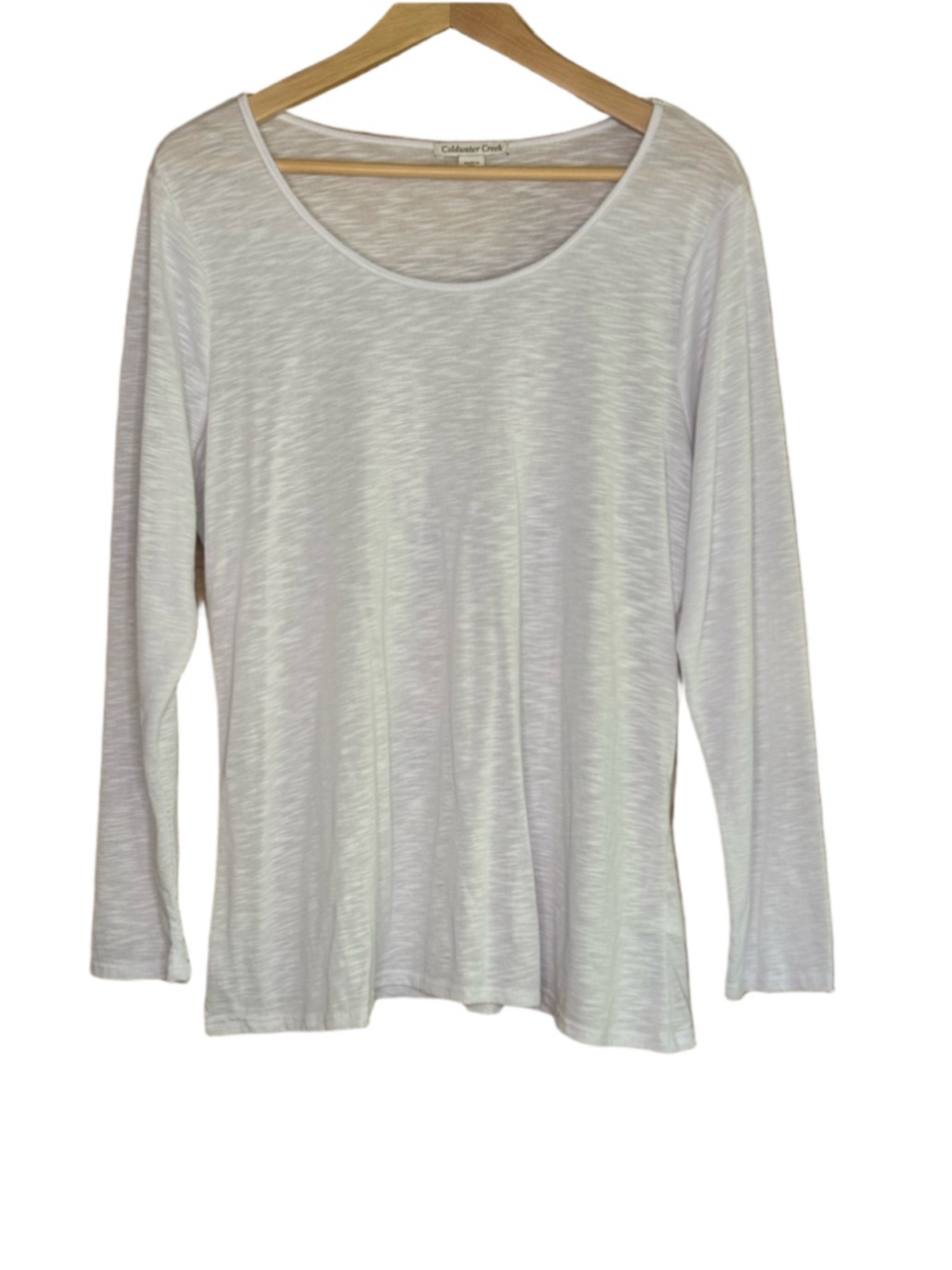 Coldwater Creek White Spacedye Long Sleeve Scoop Neck Top size XL